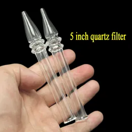Q009 Dab Rig Quartz Smoking Pipe About 130mm Length 12mm Tube OD Sharp Tip Oil Rigs Pipes Fit Your Palm