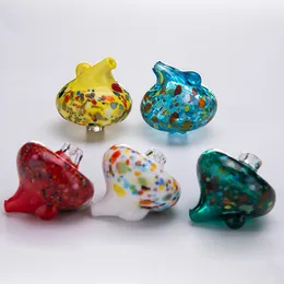다채로운 유리 수화물 모자 35mm OD 석영 Banger에 대 한 구멍과 흡연 액세서리 네일 물 파이프 Dabber 유리 Bongs Dab 오일 조작