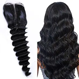 Brazilian Virgin Hair 4X4 Deep Loose Human Hair Closure With Baby Hair Loose Deep Remy Top Closures 10-22inch