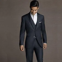Custom Made Black Men Suit 2018 Bröllop Vintage Notched Lapel Slim Fit Man's Blazer Groom Tuxedos Formell Business Party 3 stycken bästa mannen