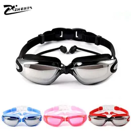 Männer Frauen Schwimmen Gläser Anti Fog UV Schutz Schwimmen Brillen Professionelle Galvanisieren Wasserdichte Schwimmen Brille mit Ohrstöpsel