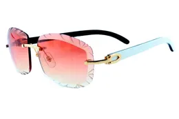18 New Natural Black and White Mixed Horns Sunglasses 8300715 개인화 된 맞춤형 선글라스 이름 조각 렌즈 크기 58-18-294N