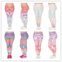 DHL GRATIS !! 10st / Lot Mandala Ombre Leggings Kvinnor Skriv ut Yoga Arbeta Legging Stretchy Byxor Plus Size Leggings 4 Färger