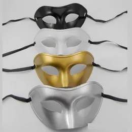 Mäns Masquerade Mask Fancy Dress Venetian Masks Masquerade Masker Plast Halv Ansiktsmask Valfri Multi-Färg (Svart, Vit, Guld, Silver) DHL