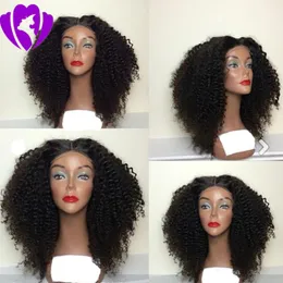 Ny mittdel Afro Kinkycurly Syntetisk Lace Front Wig Hög temperatur Värmebeständig tung densitet för svarta kvinnor med naturlig hårlinje