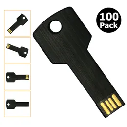 Free Shipping 100pcs 1GB USB 2.0 Flash Drives Flash Memory Stick Metal Key Blank Media for PC Laptop Macbook Thumb Pen Drives Multicolors
