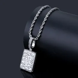 Mäns Hip Hop Smycken Zircon Square Halsband Hängsmycke Halsband Charm Bling Cubic Zircon Tennis Chain för gåva