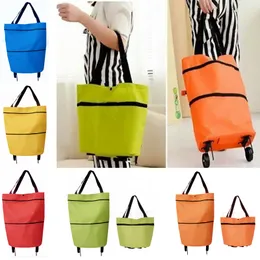 New Shopping Trolley Bag With Wheels Portable Foldable Shopping Bag reusable storage Shopping Wheels Rolling Grocery Tote Handbag WX9-718