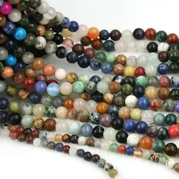 8mm naturkläder stenpärlor spacer lösa pärlor charms för smycken gör DIY armband halsband 15inches 4/6 / 8mm