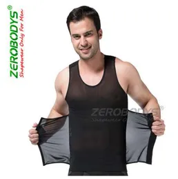 Zerobodys kraftfulla mens body shaper hög powernet väst s, m, l, xl, xxl svart vit kropp girdles män midja cincher form ha på sig b358