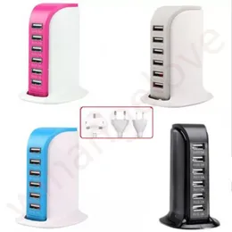6 Usb ports Charging Station 30W 5V 6A Eu & US & UK USB Wall Charger power adapter Hub for mobile phone gps
