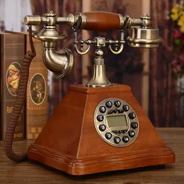 European antique solid wood telephone landline retro fashion creative American home fixed line to display telephone