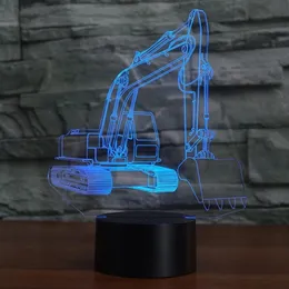 Escavadeira 3D Fantasma Luz USB Lâmpada de Mesa 7 Mutável Cor LED Night Light # R42