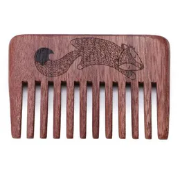 Naturträ Anti-statisk massage Beard Hair Comb Borste bred tandkam Fickstorlek Kvinnor Hårvård Styling Tool 1pc