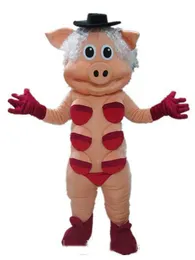 2018 Discount factory sale Good vision and good Ventilation a pig mascot costume with black hat for adult to wear