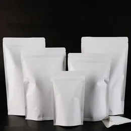 17x24cm White Stand Kraft Paper Aluminum Foil Laminating Zip Lock Food Packaging Bag Heat Sealing Package Baking Candy Tea Reclosable Pouch