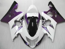 Kit de alojamento de alta qualidade para suzuki gsxr600 gsxr750 04 05 K4 Aftermarket GSX-R600 / 750 2004 2005 Black White Roxo Fairings Set NR58