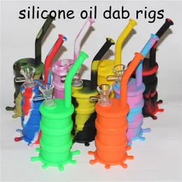 Commercio all'ingrosso Mini Rigs in silicone Dab Bong Jar Tubo dell'acqua Silicon Oil Drum Rigs tubi dell'acqua in silicone gorgogliatore bong gorgogliatori smussati DHL libero