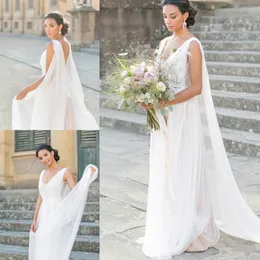 Romantic Bohemian Boho V-Neck Spring Wedding Dresses Lace Tulle Applique Garden Plus Size African Bridal Gowns Ball Formal Bride Custom