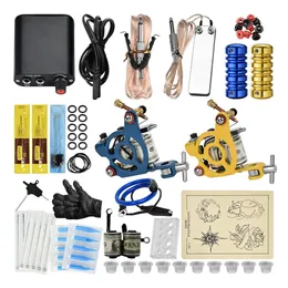 Complete Coil Tattoo Kit 2 Blue De Tatuagem Profissional Tattoo Power Supply Light Clip Cord 2 Cinta Grip Tatuaje For Body Art