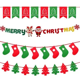 Christmas decorations Pendant Christmas deer Elk pull flag bunting birthday ornaments Festive scene layout banner laser hollow flag