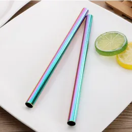 215*12mm Stainless Steel Straw 4 Colors Metal Colorful Drinking Reusable Straight Large Straws For Juice Coffee QW7546