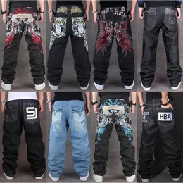 Multi-style Large Size Men's HIPHOP Embroidery Straight Loose Casual Skateboard Pants Plus Leisure Jeans Streetwear Long Trousers