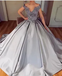 2019 Sexy Prom Dress Arabic V-Neck Koronki Aplikacje Długie Wakacje Formalne Nosić Graduation Wieczór Party Suknia Custom Made Plus Size