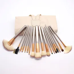 18pcs/Set Professional Makeup Brushes Szampan Złota drewniana uchwyt luksusowe makijaż pędzle Zestaw producent kosmetyczny Pince MAQUIAGEM Narzędzia najlepsza jakość