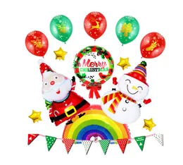 Newest Christmas Aluminum Foil Balloons Santa Claus Balloon Set Merry Christmas Pull Flag Party Dressing Decoration