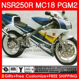 HONDA NSR250R Için MC16 MC18 MC18 PGM2 NS250 88 89 parlak beyaz 78HM.82 NSR 250 R NSR250 RRR NSR250RR NSR 250R 88 89 1988 1989 Fairing Kit