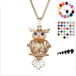 Big Owl Pearl Tillbehör Disffuser Delfiner Halsband Locket Essential Oljediffusor Halsband Holla ut Locket Cage Hängsmycke Halsband