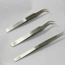 2018 Wholesale-Brand Stainless Steel Pair of Tweezers Professional Make Up Kit Curved Straight Graft Tweezers Eyelashes Extension Tool