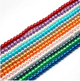 4mm 6mm 8mm 10mm Perline di perle d'imitazione di vetro sfuse rotonde perlate colorate per la creazione di gioielli con collana girocollo