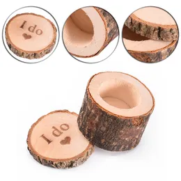 国のレトロな結婚指輪のネックレスイヤリングボックスホルダーぼろぼろのシックな素朴な木製のベアラーミニボックスLX0486