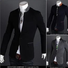 Myazhou 2018 Höst och vinter Hot New Men's Fashion Slim One Button Casual Mäns Solid Färgdräkt Stand Collar Jacket