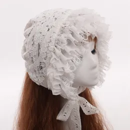 Women Victorian Lace Bonnet Cute Lolita Vintage Black White Maid Cosplay Costume Hat Headwear Fast Shipment