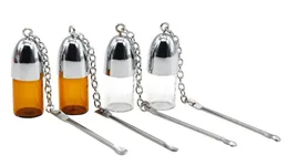 36mm clearbrown Smoking Glass Snuff Bottle Pill Case Snorter Snuff Bottle with Metal Spoon Snuff Sniffer for Dabsアクセサリー