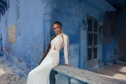 Lior Charchy India sukienki ślubne abiti da sposa klejnot szyi długie rękaw syrena ślubna suknia ślubna Special Cut plus size ślub plażowy D247E