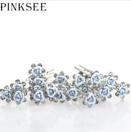 PINKSEE 20 pz/lotto perni di capelli da sposa da sposa fermagli per capelli in cristallo fiore blu per accessori per gioielli da donna regalo