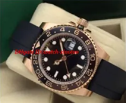Роскошные часы II розовое золото 18 карат резиновый браслет 126715 черный ZIFFERBLATT / керамический безель 40 мм нержавеющая автоматическая мода Марка мужские часы