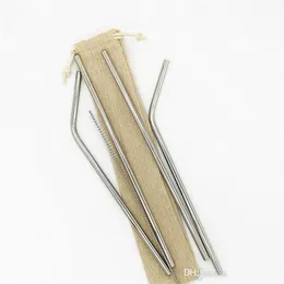 wrapped straws 8 5 reusable metal straw set straw set with cleaning brush linen bag packing 41 free combination straight bend