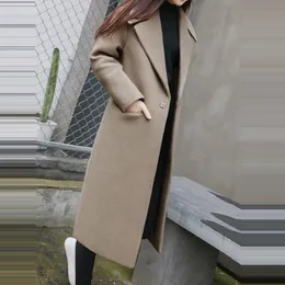 1шт весна осень женские шерстяные пальто новая мода длинные шерстяные пальто одиночный погруженный тонкий тип женской осенью зима шерстяные пальто Z5438 S18101204