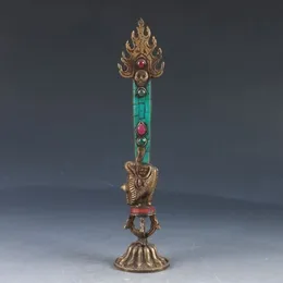 Gammal tibetansk koradji copperturquoise pestle vajra exorcism magi