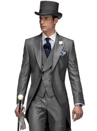 Brandneue Spitzenrevers-Groomsmen-Bräutigam-Frack-Männeranzüge für Hochzeit, Abschlussball, Abendessen, Blazer, Jacke, Hose, Krawatte, Weste265k