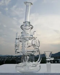 Big Beaker Glass Oil Burner Recycler Bong With Bowl Water Pipe rökrör Oljeriggar däck perc Bägare