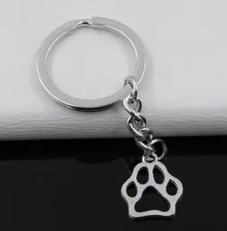 20pcs/lot Key Ring Keychain Jewelry Silver Plated Paw print Charms 19*17mm