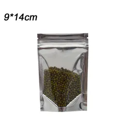 9 * 14cm (3.54''x5.5 '') Rensa plastlåslås Sticka upp Aluminiumfolie Paketväska Mat Tea Vattentäta Förpackningsbara Zipper Mylar Väskor