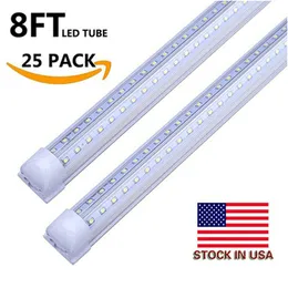 JESLED T8 Integrated LED Tube Light 4 5 6 8FT LEDS Shop light Transparent Cover Cold Lighting V-shaped 72W, linkable fixtures, for garage, warehouse, store, farms