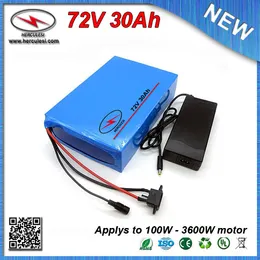 PVC Case 72V Lithium ion Battery Pack 30Ah 3600W Li ion Battery for Electric Bike Bicycle Scooter used 5.0Ah 26650 cell 50A BMS
